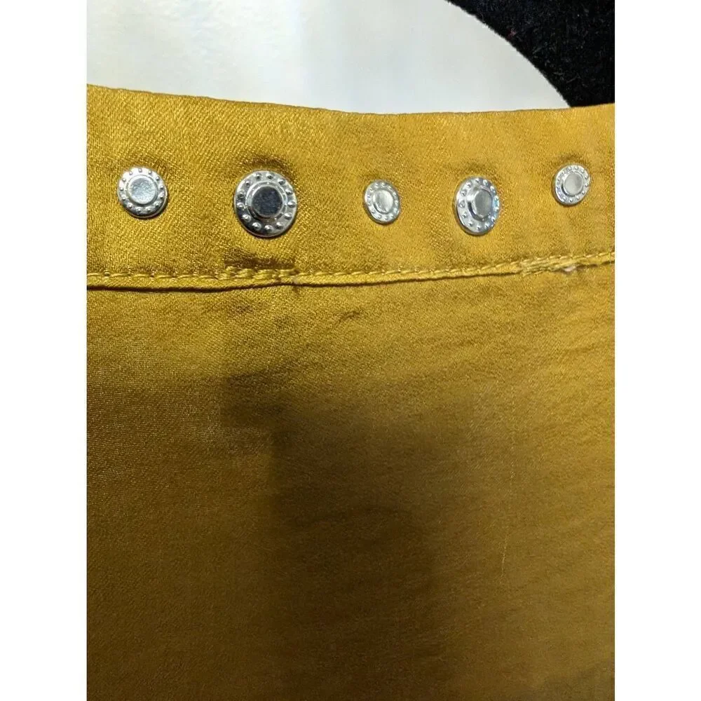 Carmen Marc Valvo Mustard Yellow Long Sleeve V Neck with Detailing Along Necklin - Picture 3 of 5